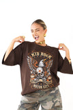 T-SHIRT KID ROCK MARRONE CON SPALLINE MEZZA MANICA