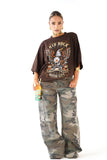 T-SHIRT KID ROCK MARRONE CON SPALLINE MEZZA MANICA