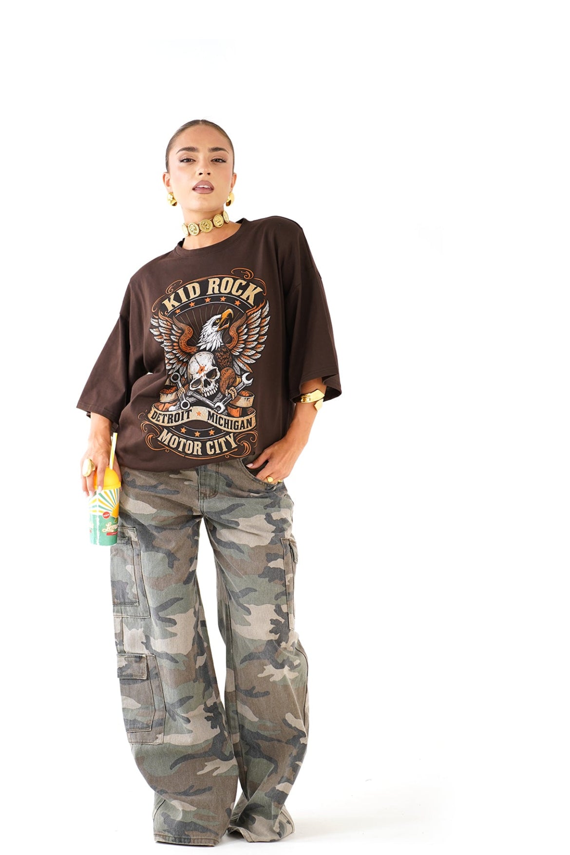 JEANS CARGO GWEN MILITARE WIDELEG
