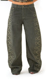 JEANS BALLON CHRISSIE VERDE CON CUCITURE DECORATIVE