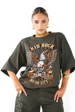 T-SHIRT KID ROCK VERDE MILITARE CON SPALLINE MEZZA MANICA