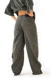 JEANS BALLON CHRISSIE VERDE CON CUCITURE DECORATIVE