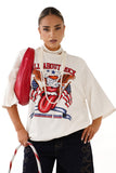 T-SHIRT ALL ABOUT ROCK BIANCA CON SPALLINE MEZZA MANICA