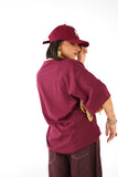 T-SHIRT ROCK N ROLL BORDEAUX CON SPALLINE MEZZA MANICA