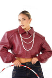 GIUBBOTTO PIPER BORDEAUX CROPPED TRAMA COCCODRILLO