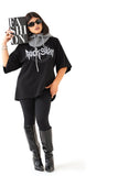 T-SHIRT ROCKSTAR NERO CON SPALLINE MEZZA MANICA
