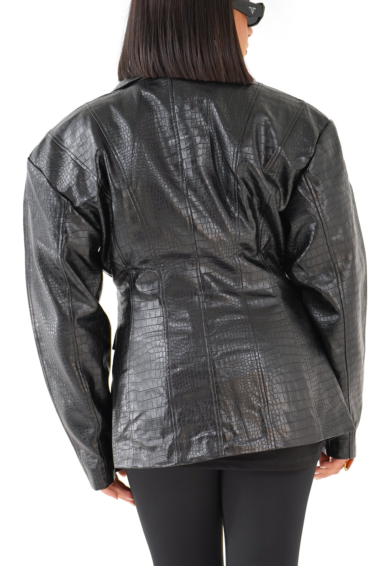 BLAZER KYLIE NERO IN ECOPELLE TRAMA COCCODRILLO