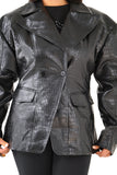 BLAZER KYLIE NERO IN ECOPELLE TRAMA COCCODRILLO