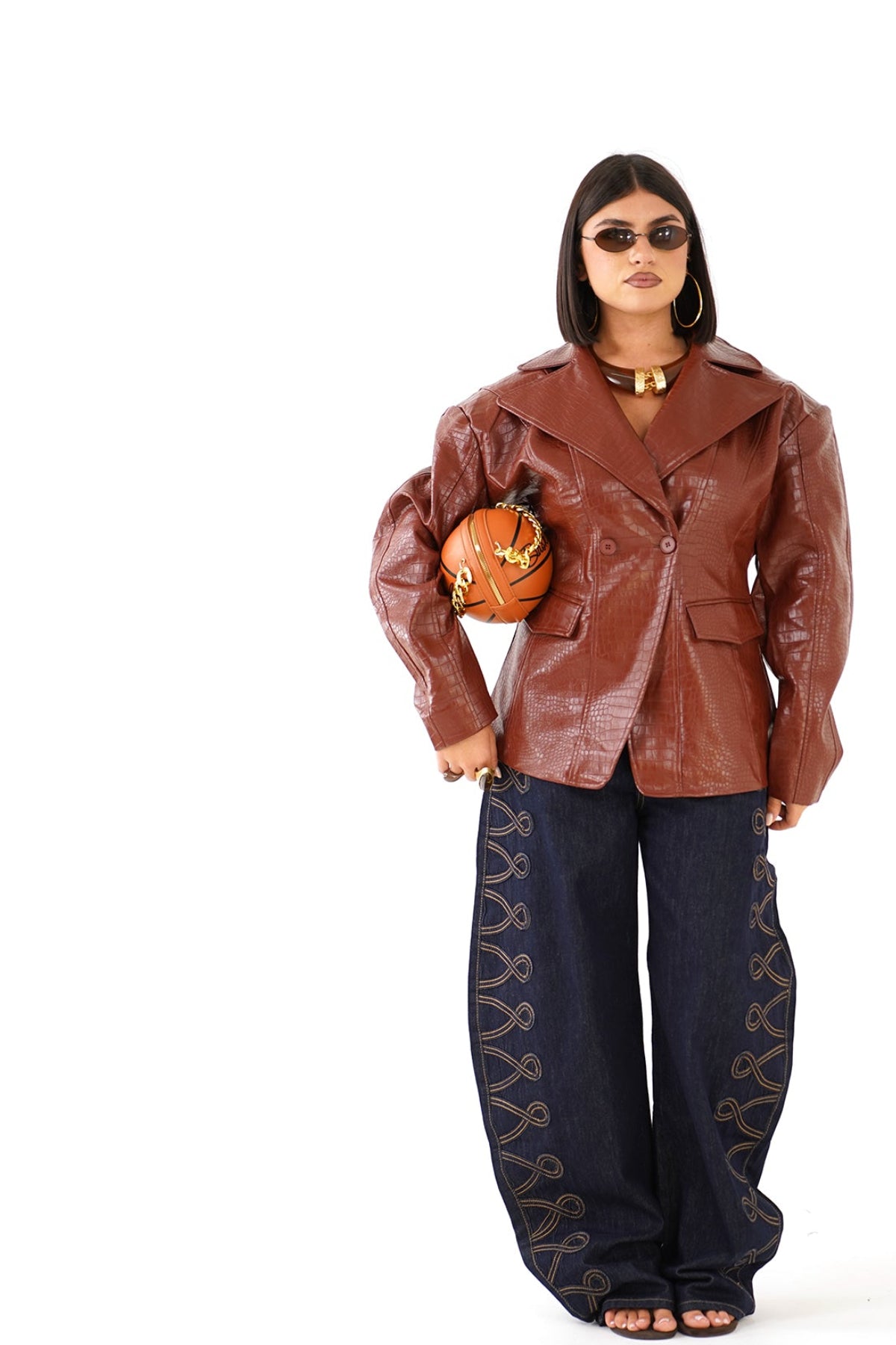 BLAZER KYLIE TERRACOTTA IN ECOPELLE TRAMA COCCODRILLO