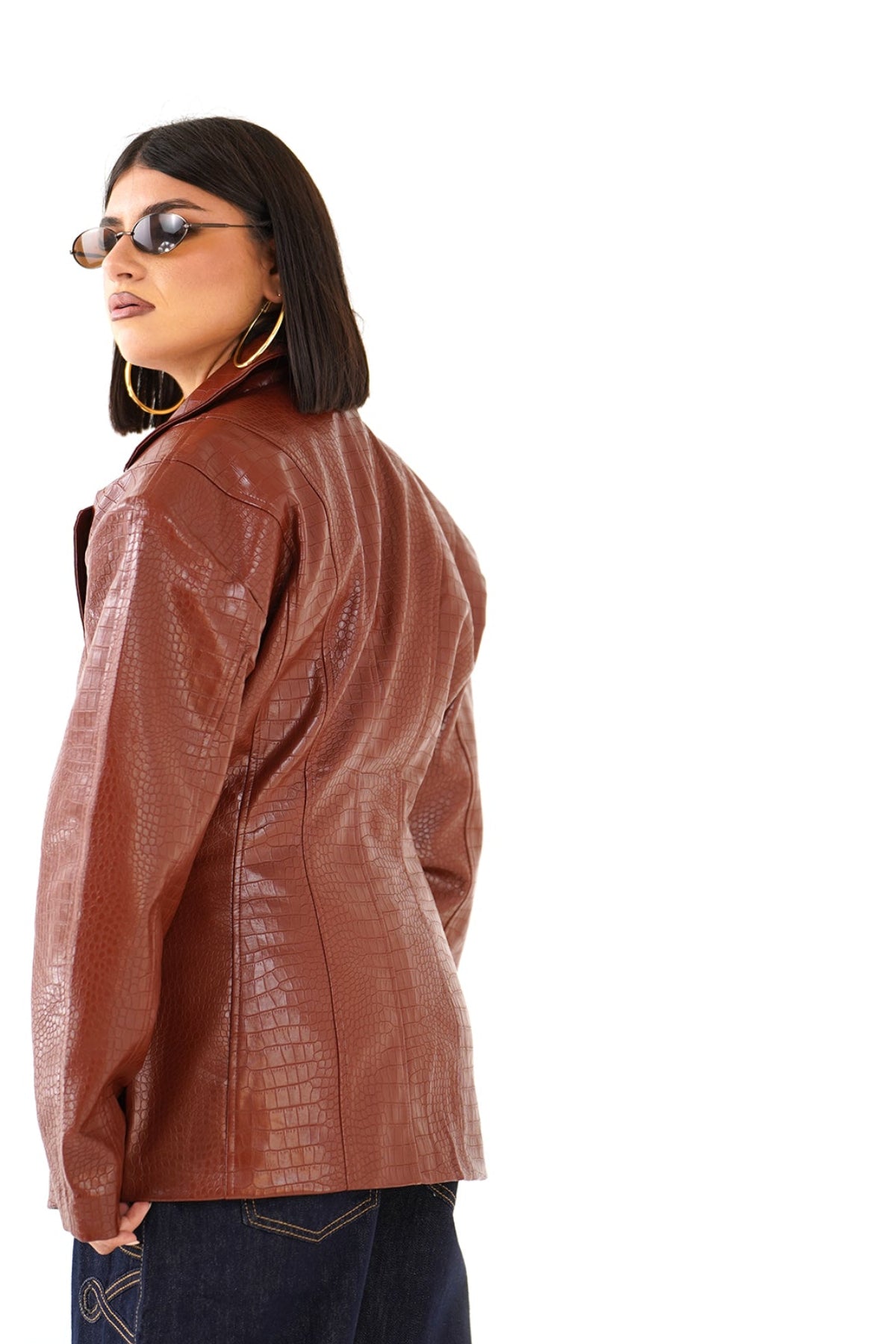 BLAZER KYLIE TERRACOTTA IN ECOPELLE TRAMA COCCODRILLO