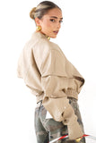 GIUBBOTTO RILEY CROPPED VANIGLIA IN ECOPELLE MANICHE CON BOTTONI