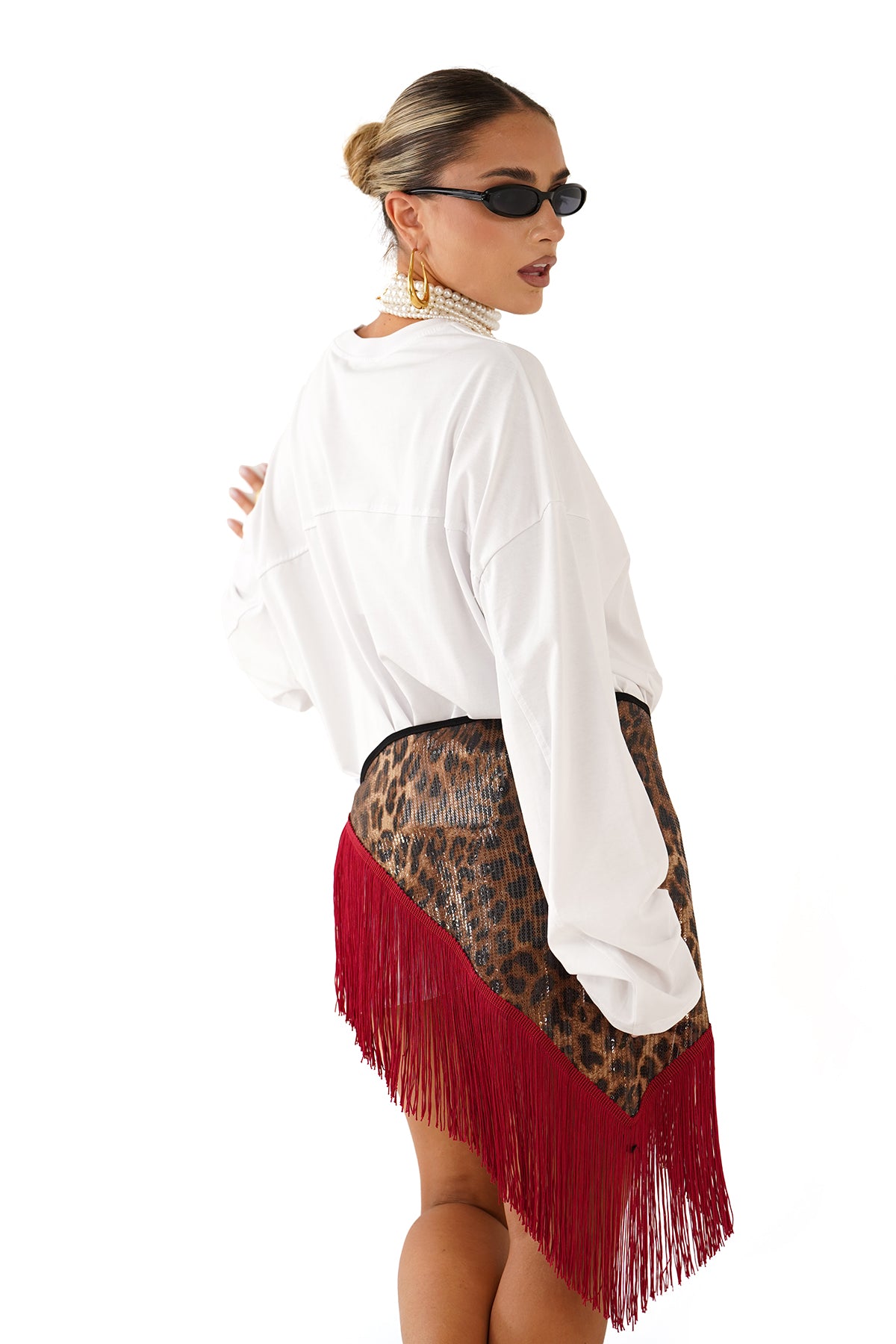 PAREO BRIGITTE  MACULATO TAGLIA UNICA  IN PAILLETTES CON FRANGE LUMINA