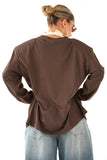 T-SHIRT SIENA MARRONE A MANICHE LUNGHE CON SPALLINE JUSTWEST