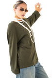 T-SHIRT SIENA VERDE A MANICHE LUNGHE CON SPALLINE JUSTWEST