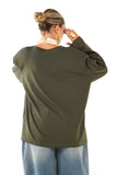 T-SHIRT SIENA VERDE A MANICHE LUNGHE CON SPALLINE JUSTWEST