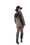 BLAZER OVERSIZE BROOKLYN MARRONE QUADRI CON FRANGE NERE STILE WESTERN