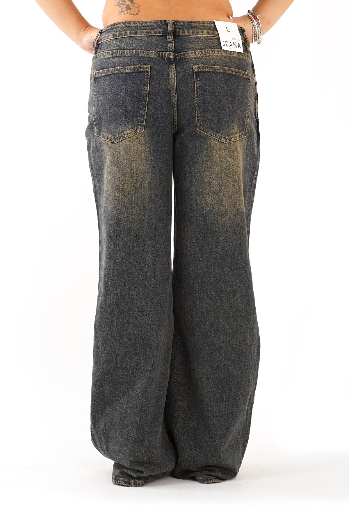 JEANS CROSSOVER SLAVATI WIDE LEG CON ABBOTTONATURA INCROCIATA