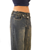 JEANS CROSSOVER SLAVATI WIDE LEG CON ABBOTTONATURA INCROCIATA