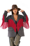 BLAZER OVERSIZE BROOKLYN GRIGIO CON FRANGE ROSSE WESTERN CHIC