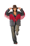 BLAZER OVERSIZE BROOKLYN GRIGIO CON FRANGE ROSSE WESTERN CHIC
