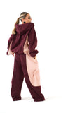 PANTALONI BEATRICE ROSA BORDEAUX PARACHUTE WIDE LEG TAGLIA UNICA LUMINA