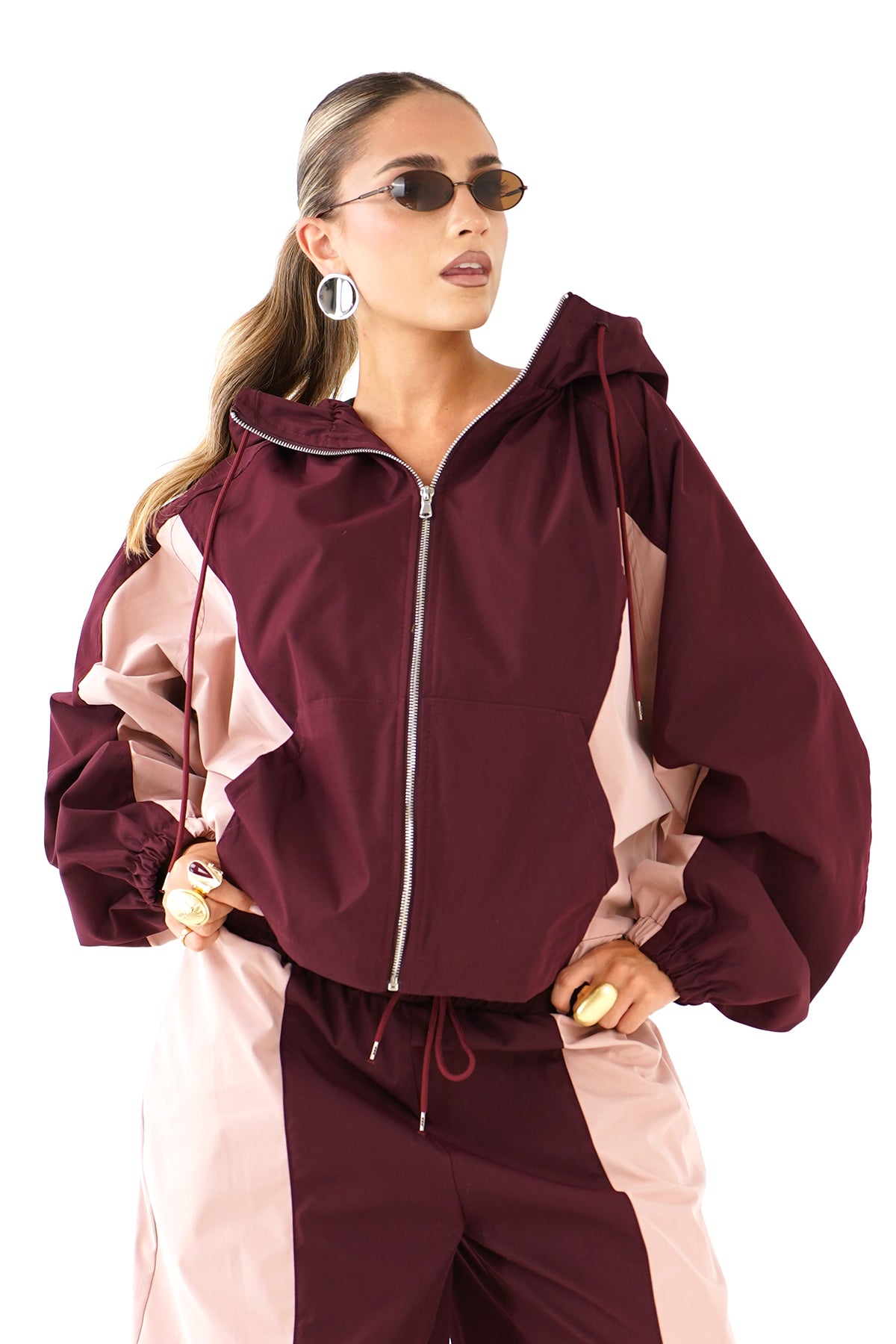 GIUBBOTTO VENERE ROSA BORDEAUX CON CAPPUCCIO LUMINA