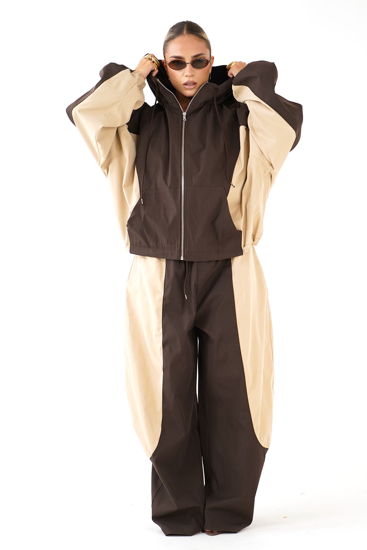 GIUBBOTTO VENERE MARRONE BEIGE  CON CAPPUCCIO LUMINA