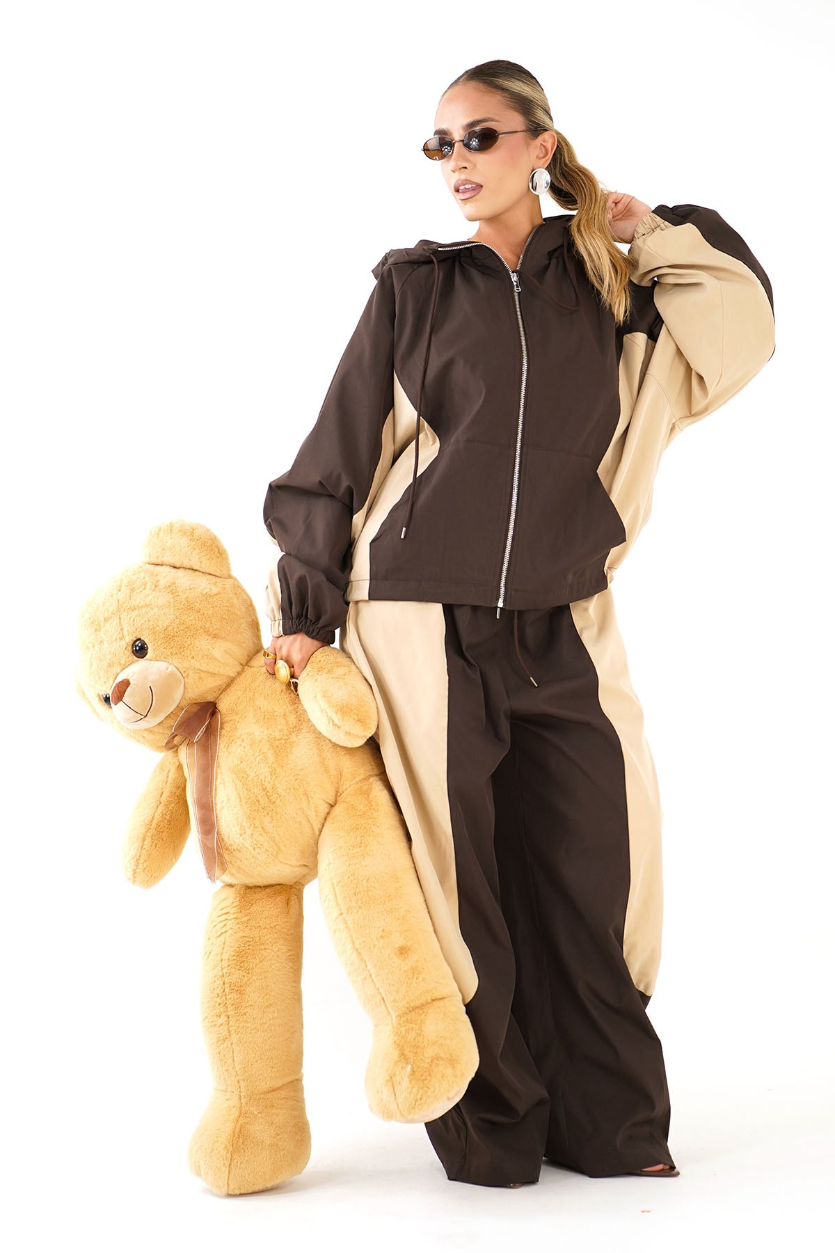 GIUBBOTTO VENERE MARRONE BEIGE  CON CAPPUCCIO LUMINA