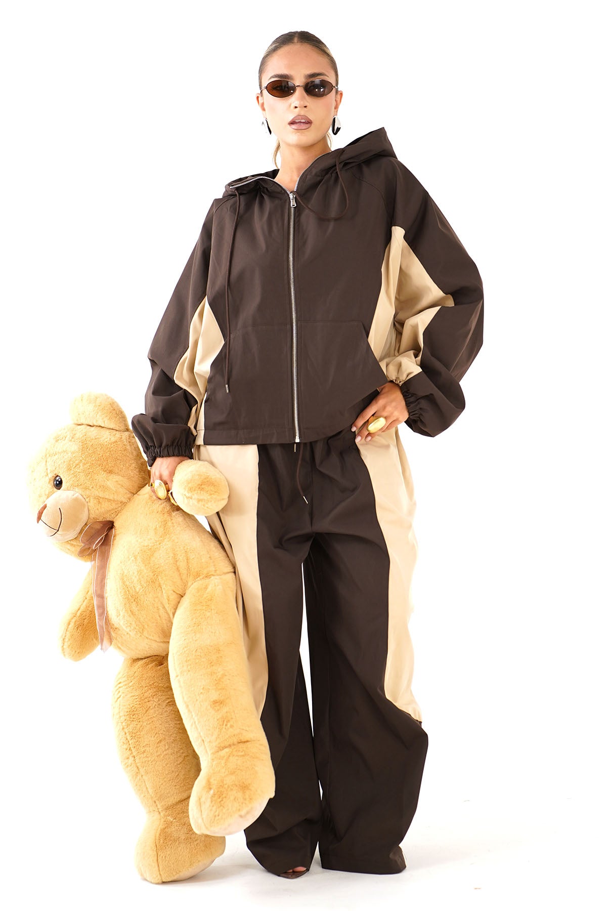 GIUBBOTTO VENERE MARRONE BEIGE  CON CAPPUCCIO LUMINA