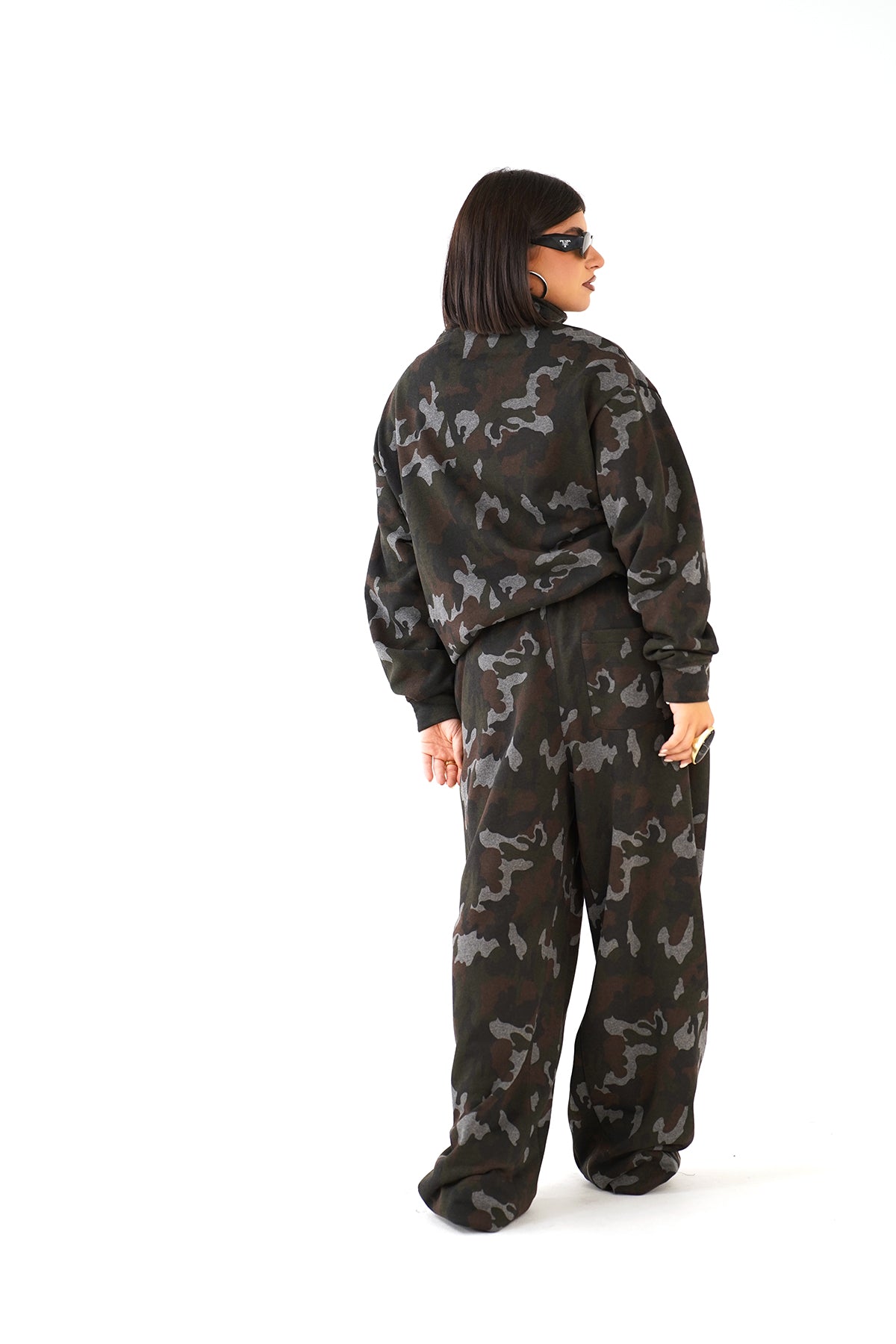 PANTALONE TUTA WAVE WIDE LEG CAMOUFLAGE CON ELASTICO IN VITA LUMINA