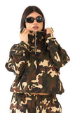 FELPA AVA MARRONE MILITARE CON MEZZA ZIP LUMINA