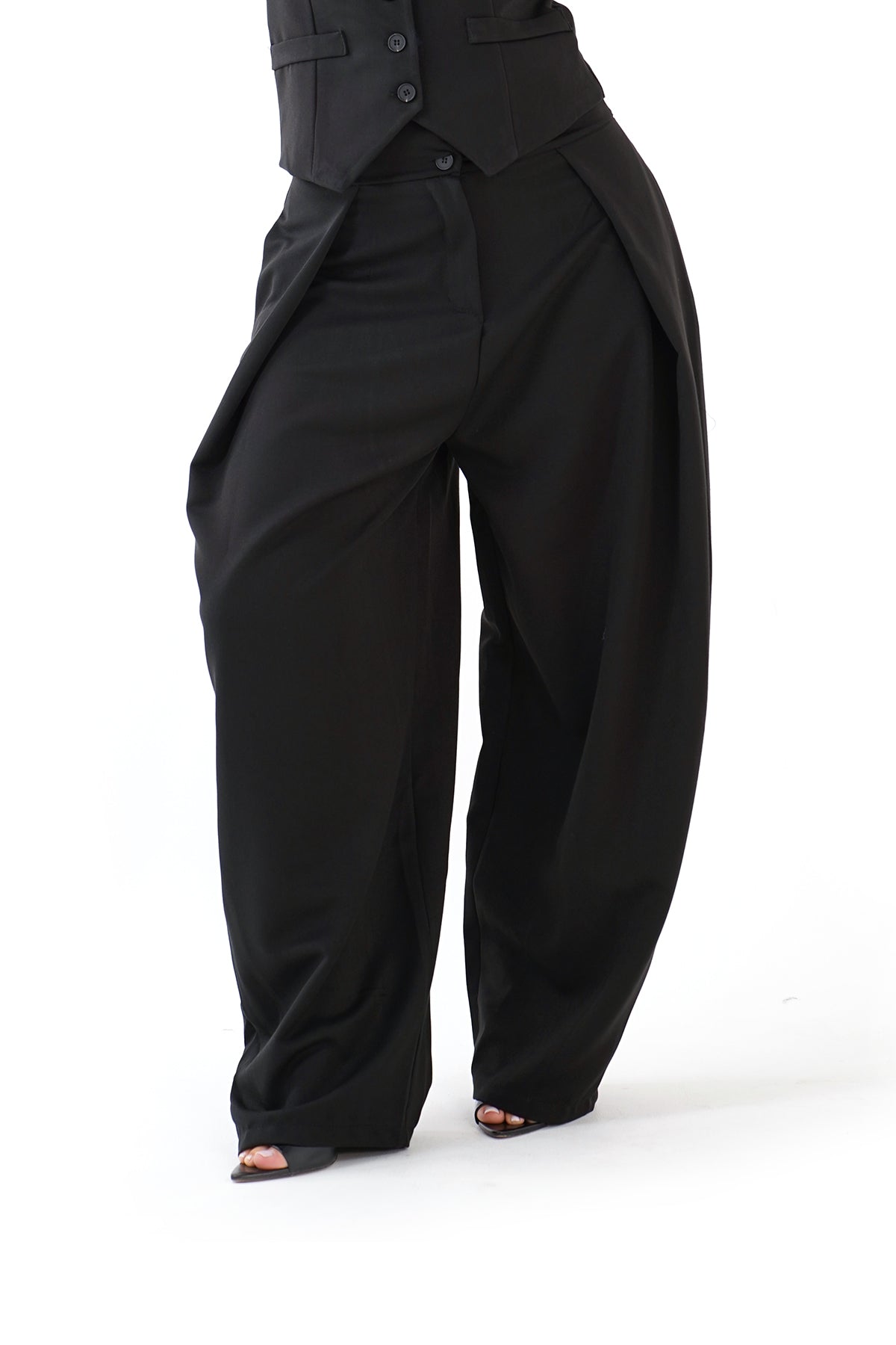 COORDINATO SARTORIALE LUNA NERO GILET E PANTALONE