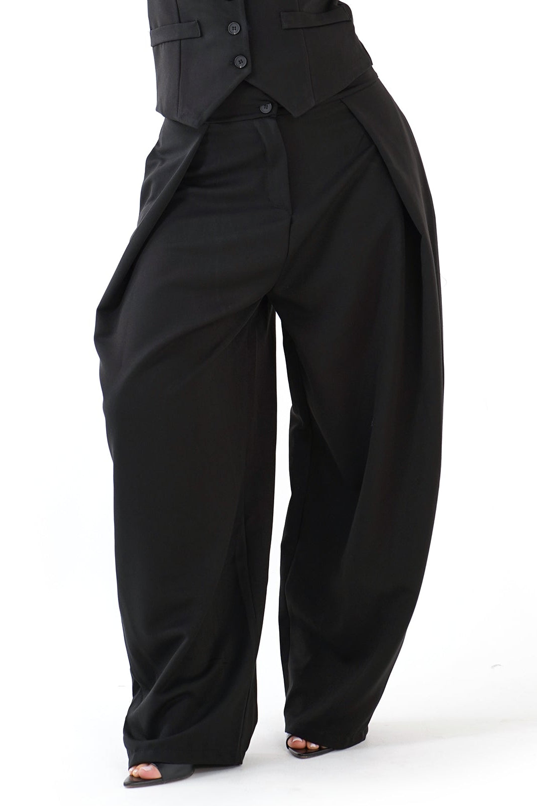 PANTALONI DIANA NERI CON PIEGHE