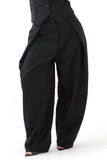 PANTALONI DIANA NERI CON PIEGHE