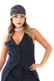 GILET HELENA BLU SARTORIALE MONOPETTO