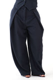 PANTALONI DIANA BLU CON PIEGHE