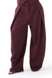 PANTALONI DIANA BORDEAUX CON PIEGHE