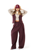 PANTALONI DIANA BORDEAUX CON PIEGHE