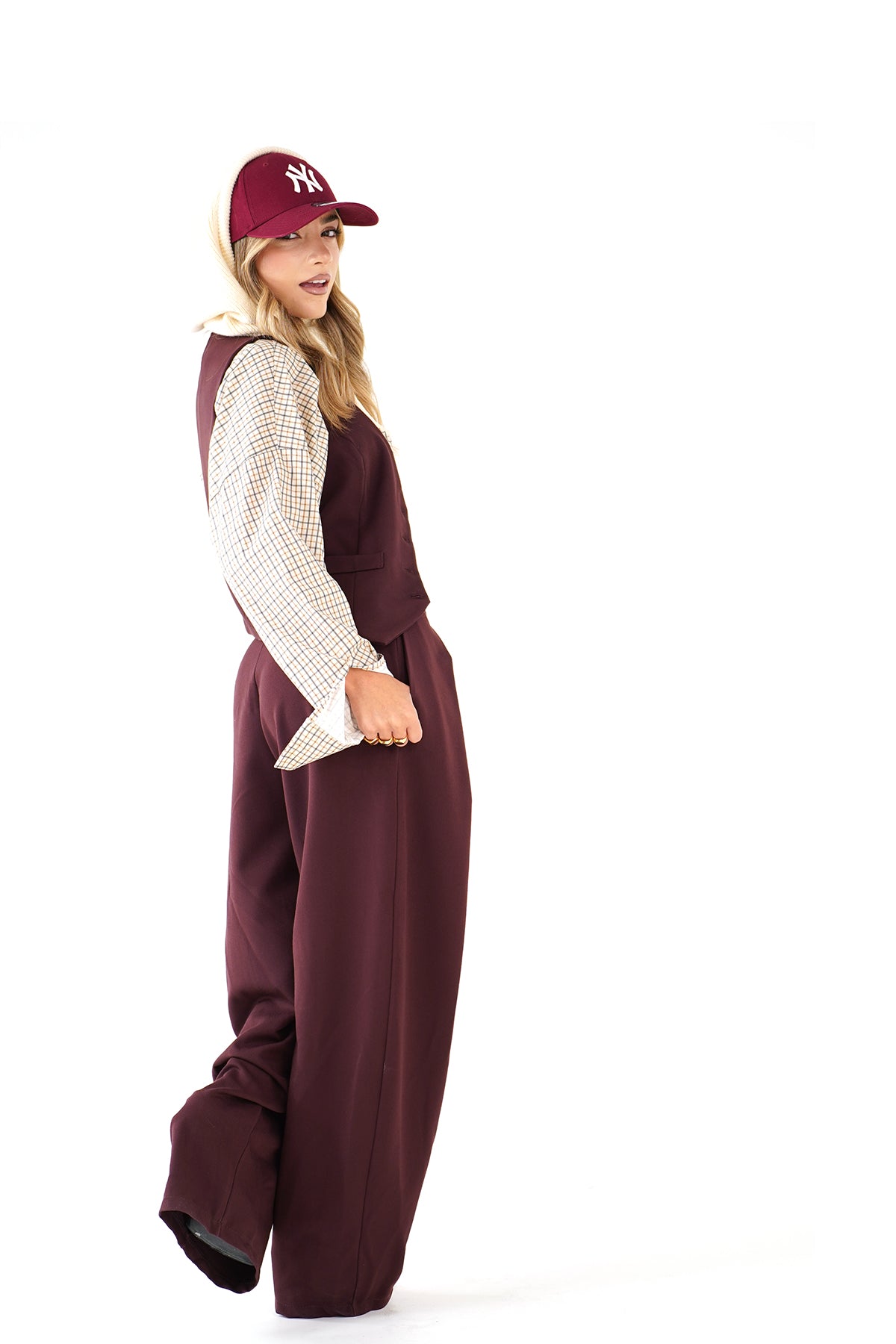 COORDINATO LUNA SARTORIALE BORDEAUX GILET E PANTALONE
