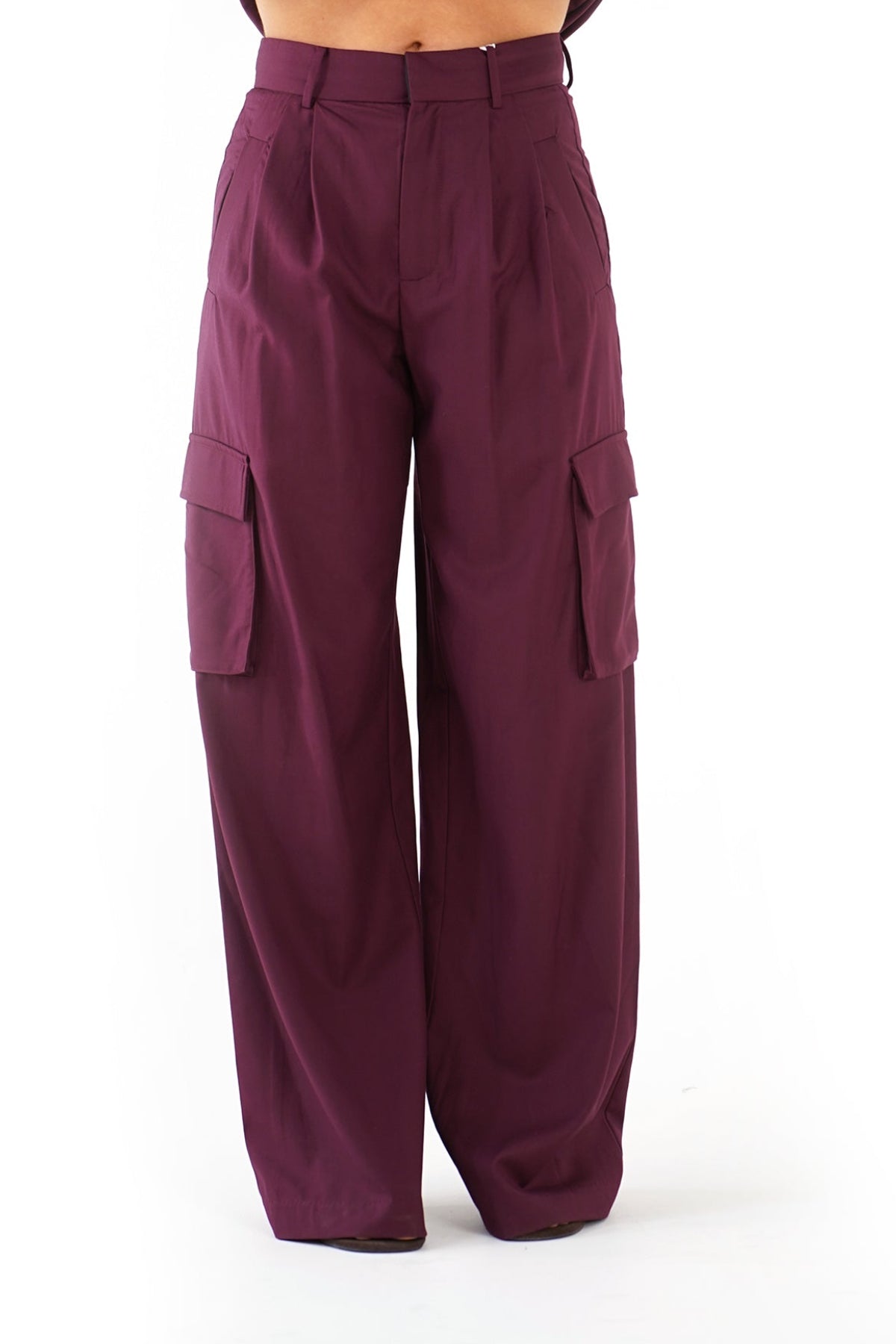 PANTALONI LUMINA AVRIL BORDEAUX  CARGO PALAZZO