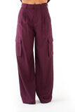 PANTALONI LUMINA AVRIL BORDEAUX  CARGO PALAZZO