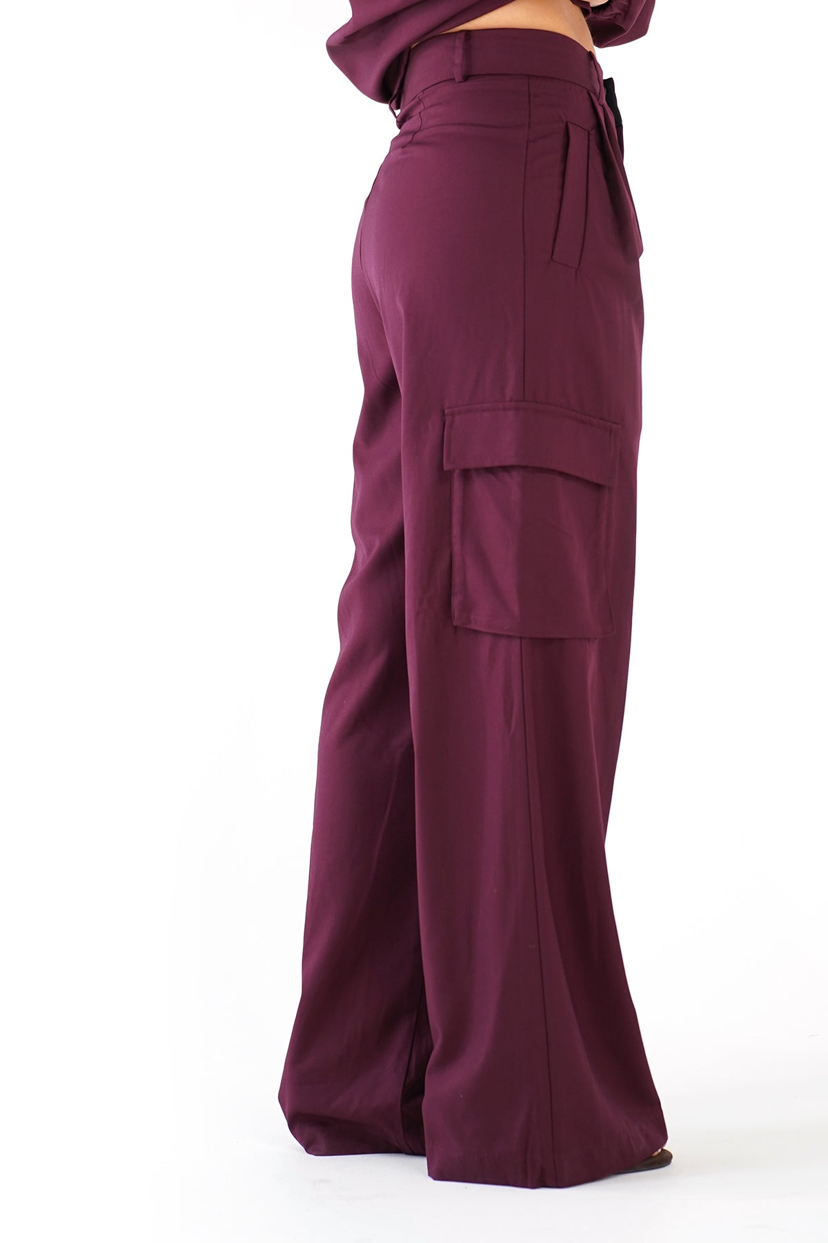 PANTALONI LUMINA AVRIL BORDEAUX  CARGO PALAZZO