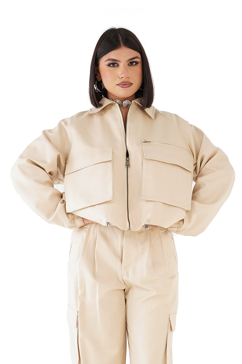 GIUBBOTTINO LUMINA REBEL BEIGE CON TASCONI