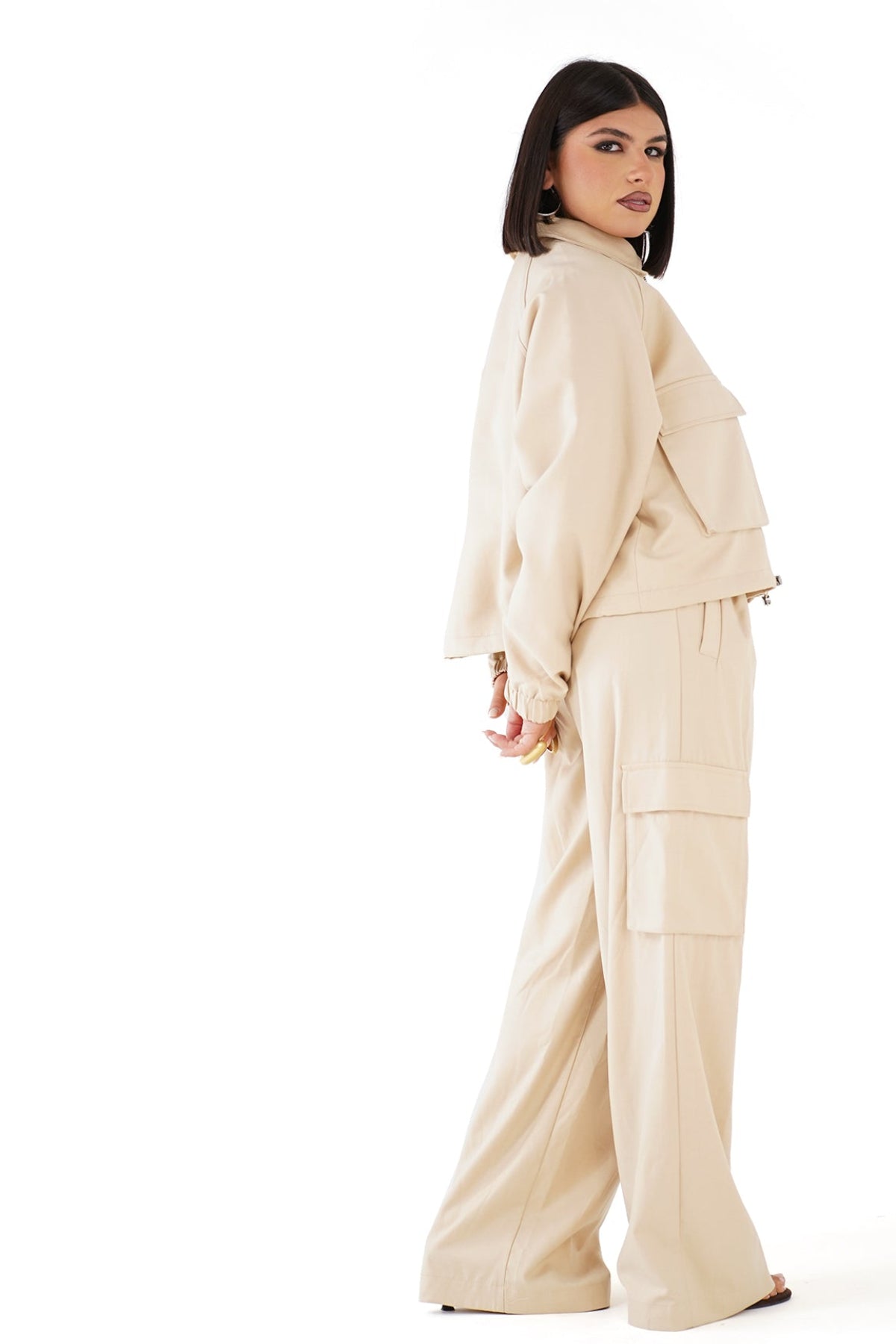 GIUBBOTTINO LUMINA REBEL BEIGE CON TASCONI