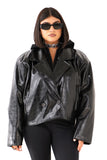 BLAZER CHARLOTTE NERO CROPPED TRAMA COCCODRILLO DOPPIOPETTO  TAGLIA UNICA JUST WEST