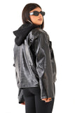 BLAZER CHARLOTTE NERO CROPPED TRAMA COCCODRILLO DOPPIOPETTO  TAGLIA UNICA JUST WEST
