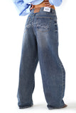 JEANS BALLOON FIT DIAMANTE GAMBA LARGA CON STRASS POSTERIORI