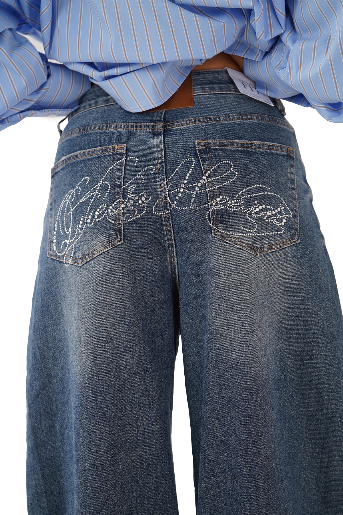 JEANS BALLOON FIT DIAMANTE GAMBA LARGA CON STRASS POSTERIORI