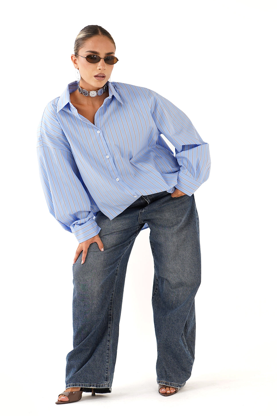 JEANS BALLOON FIT DIAMANTE GAMBA LARGA CON STRASS POSTERIORI