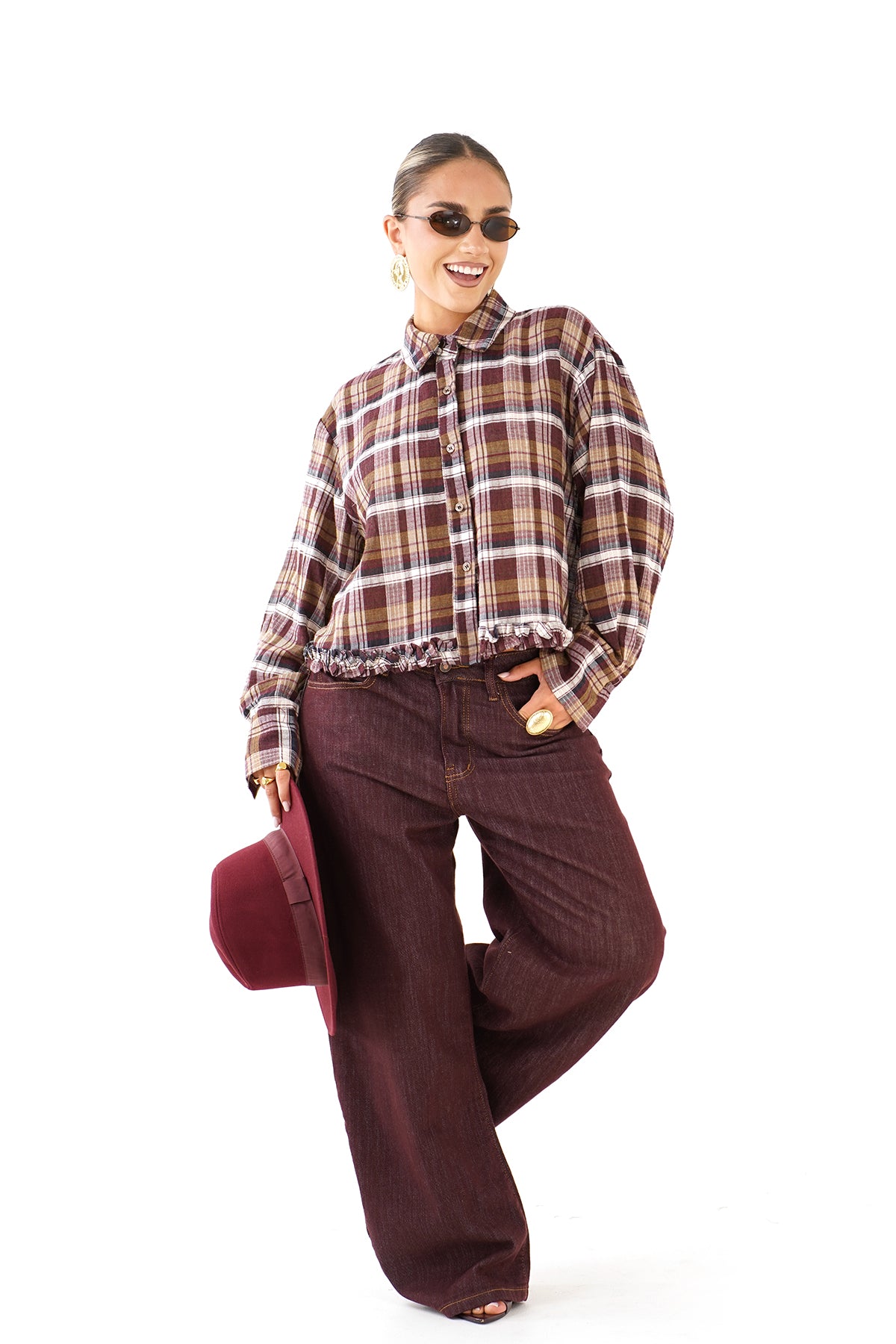 JEANS PATTY BORDEAUX BALLOON FIT GAMBA LARGA